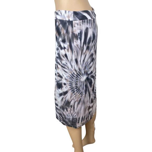 Margaret O'Leary White Gray Tie Dye Midi Skirt SZ M - Picture 5 of 8